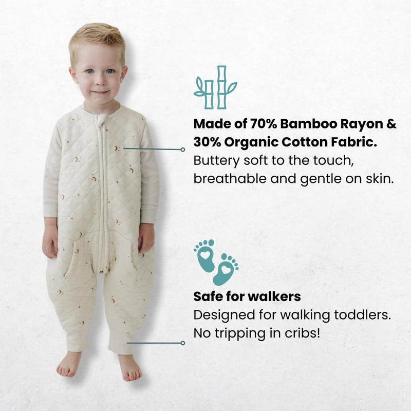 Tealbee Dreamsuit Toddler Sleep Sack with Feet - Walker Sleep Bag with Legs, Rayon made from Bamboo, All Season 1.2 TOG, 2-Way Zipper, 3T-4T - Moons&Stars - Image 2